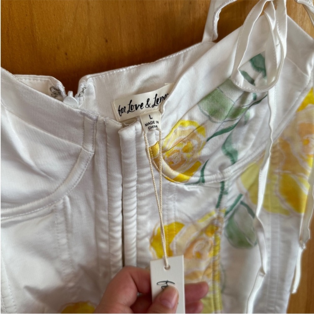 For Love And Lemons White Maxi Dress With Yellow Floral Design View 5